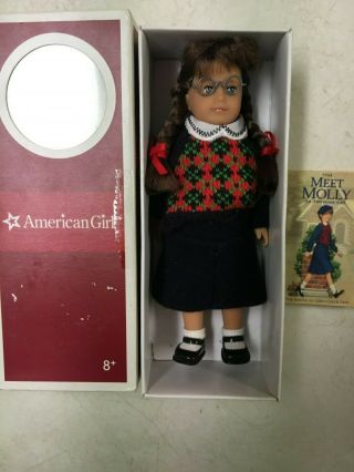 American Girl Doll Mini Molly 6.  5 Inch Retired Doll W Box & Book Rare