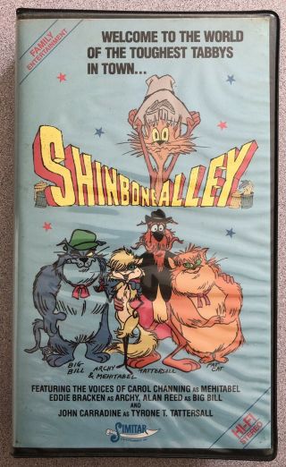 Shinbone Alley Rare & Oop Animated Cartoon Movie Simitar Video Clamshell Vhs