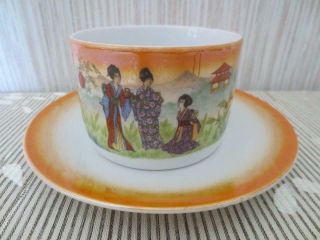 Rare Antique Zsolnay Pecs Cup And Saucer Hand Painted Lusterware