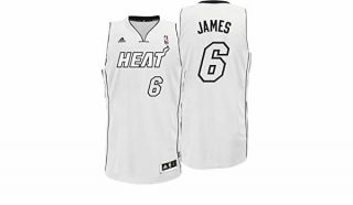 Rare Adidas Nba Miami Heat Lebron James White Hot Basketball Jersey - L