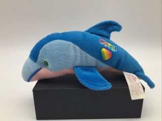 Rare The Fantastic World Lisa Frank Coral Blue Dolphin Beans Plush Beanie Htf