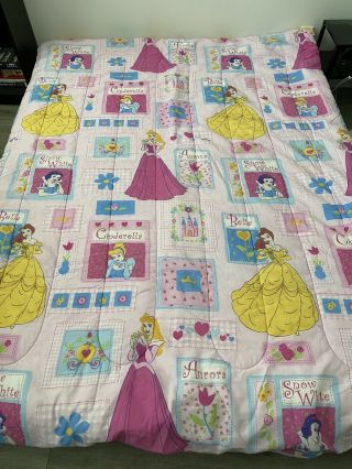Rare Vintage 90’s Disney Princess Reversible Twin Bed Comforter And Pillow Case