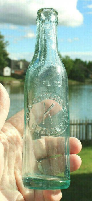 Rare Straight Side Registered " Kies " Bottle " Owego,  York