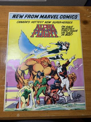 Alpha Flight 1983 Marvel Comics Promotional Poster 13.  5x10.  5 " Rare
