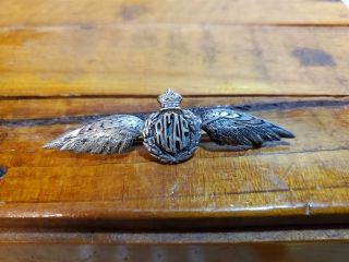 Rare Wwii Sterling Silver Sweetheart Rcaf Wings Pin.  Royal Canadian Airforce.