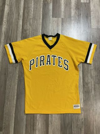 Rare Vintage Pittsburgh Pirates 1970’s Throwback Medalist Sand Knit Jersey Large