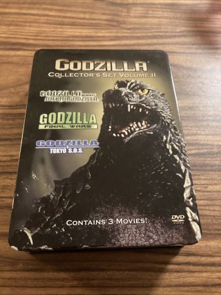 Godzilla Collectors Set Vol.  2 Tin Box Set Dvd Rare 3 Films