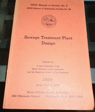 Rare Vintage 1959 Sewage Treatment Plant Design Book Washington Dc Paperback