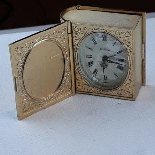 Rare Vintage Seth Thomas Keywound Picture Book Mother Pearl Alarm Clock -