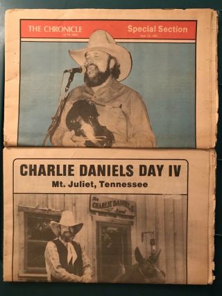 Charlie Daniels Day Newspapers 1981 1984 Mt.  Juliet,  Tn.  Rare Country Music Cdb