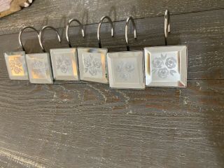 Rare Rachel Ashwell Simply Shabby Chic Etched Rose Shower Curtain Hooks 6