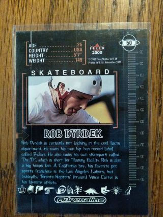 2000 Fleer Adrenaline Rob Dyrdek Rookie card gold,  rare Skate 2