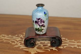 Antique Japanese Meiji Mini 2,  25 " Ginbari Cloisonne Vase,  By Ota Toshiro,  Rare