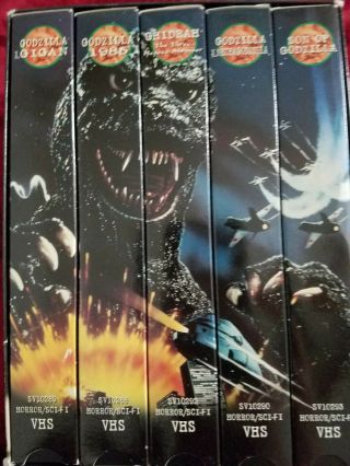Godzilla Vhs Set Of 5 Gigan Ghidrah Mechagodzilla Son Rare Sci - Fi Horror 1985