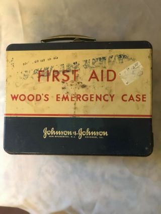 1939 Pre Ww2 Woods Emergency Case First Aid Kit Johnson And Johnson Rare