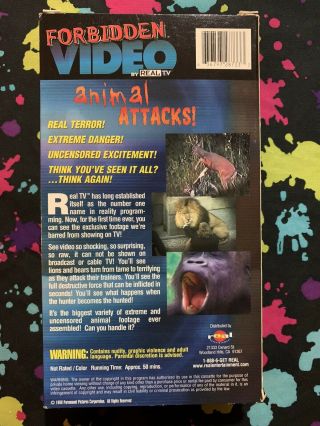 ANIMAL ATTACKS Forbidden Video VERY RARE 1998 RealTV VHS Nudity Graphic Violence 3