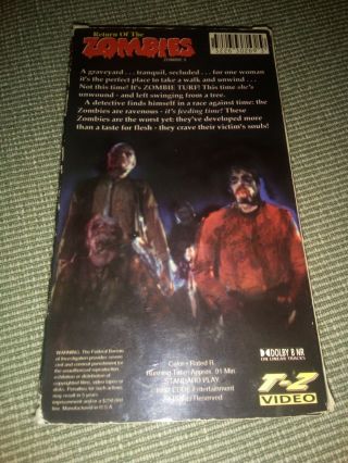 Return Of The Zombies Zombie 3 It ' s Zombie Feeding Time VHS Very RARE 2