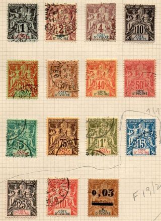 1904 Ivory Coast France Rare Stamps Lot Cv $330.  00 Scarce