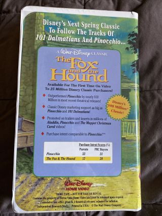 Disney The Fox and the Hound (VHS,  1994) Rare Demo Tape 3
