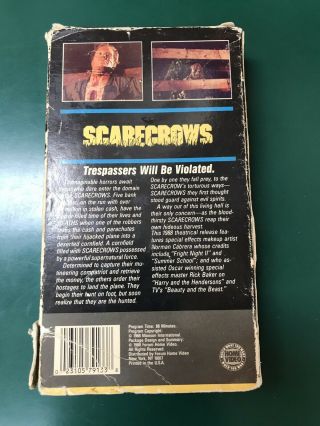 Scarecrows VHS unrated horror cult slasher gore oop rare sov 2