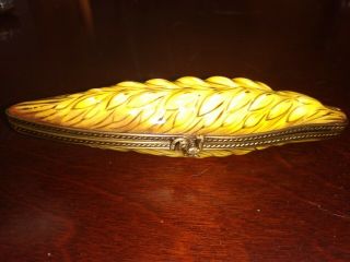 Rare Limoges Peint Main Rochard Wheat Stalk with Rooster clasp Trinket/Pill box 2