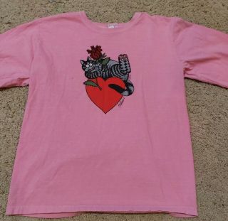 Crazy Shirts B Kliban Cat Womens Xl T - Shirt Rose Dyed Ls Hawaii Rare