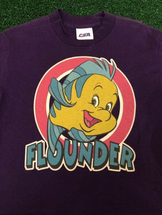 Vtg 90s Disney Little Mermaid Flounder Shirt Rare Vintage Kids Size S