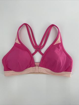 Lululemon Rare ‘heat It Up’ Pink Sz 8 Front Closure Snap Yoga Athletic Bra Logo