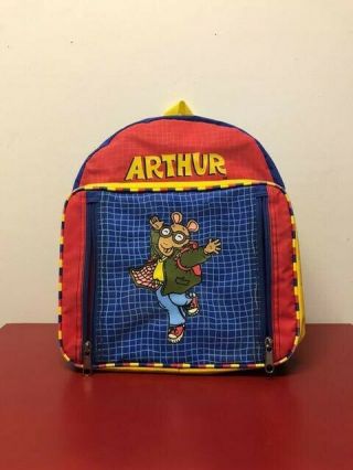 Vintage Pbs 1997 Arthur Marc Brown Bag Backpack Rare Toy Figure