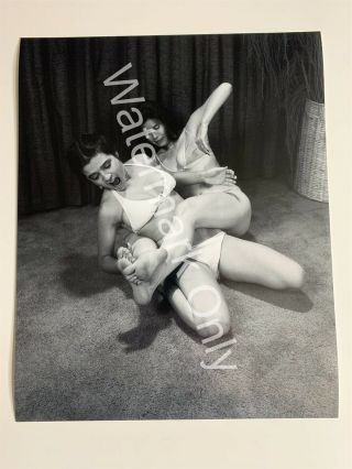 Rare Apartment Women Lady Wrestling Unpublished Sports Review 8 " X 10 " Photo U