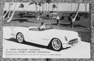 Rare Chevrolet Corvette 1954 European Photo Commercial Promo Card
