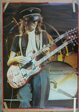 Rare Jimmy Page Led Zeppelin Guitar 1978 Vintage Music Poster