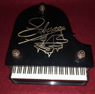 Vintage Rare Liberace Baldwin Grand Piano Musical Jewelry Box Black Lucite Top