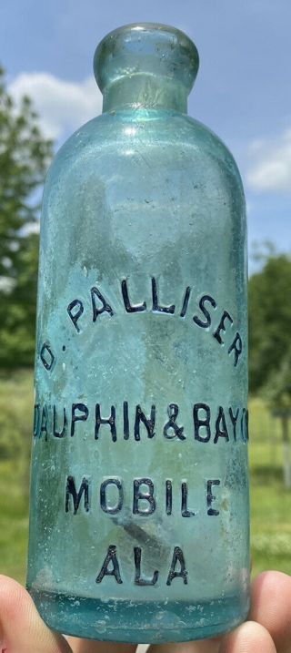 Rare Early D Palliser Hutchinson Soda Bottle Mobile Alabama Ala