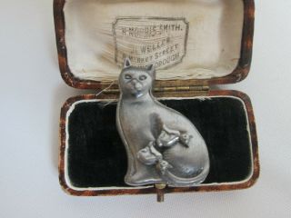 Vintage Rare Signed Torino Cat Earrings Brooch Pin Set And Trinket Box All In 1