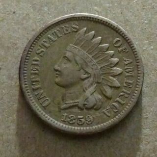Vf/xf 1859 Indian Head Penny Cent Rare Old Us Coin Pre Civil War Era