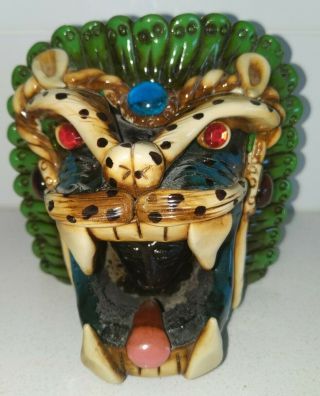Rare Aztec Jaguar Whistle Mexican Folk Art Aztec Warrior Guerrero Azteca Vintage