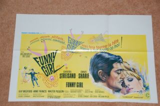 Streisand & Sharif In Funny Girl (1968) - Orig Poster With Rare Artwork - Ex Con