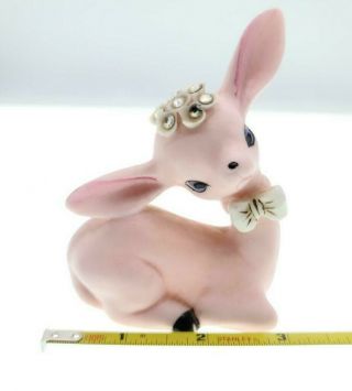Rare Vintage Pink Porcelain Norcrest Deer Figurine Rhinestones Fine China Japan