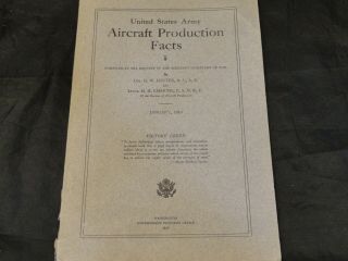 1919 Wwi Rare U.  S.  Army Aircraft Production Facts By A Colonel And Lieutenant