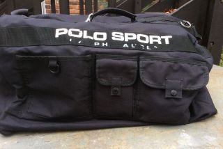 Ralph Lauren Polo Sport Black Duffle Gym Bag Vintage Rare 90’s 24x16 - Huge Nylon