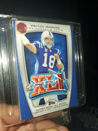 Rare Topps Peyton Manning Indianapolis Colts Bowl Xli Patch Football Card