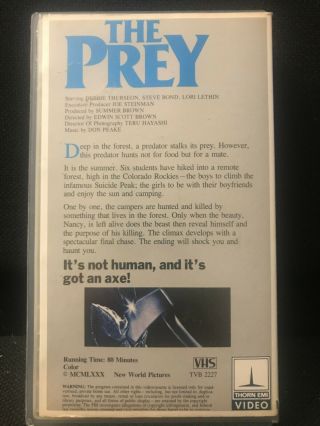 The Prey VHS Rare Horror Clamshell Thorn EMI 2