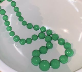 Vintage Art Deco Bakelite Beaded Necklace,  Rare Apple Green Jade
