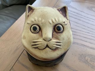 Vintage Rare Paul Marshall Cat Coin Bank 60s - 70s Made In Japan Pottery Stoneware