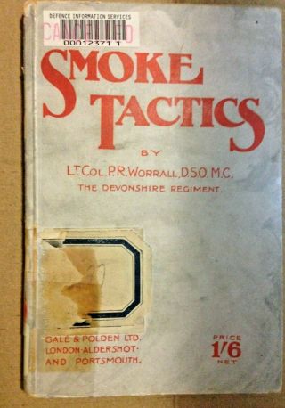 Rare Book Smoke Tactics Ww1 Lt Col Worrall Devonshire Regiment 1919 1st Ed