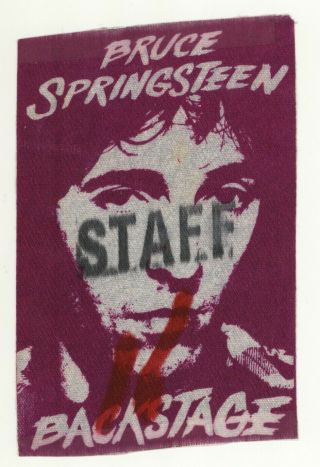 Rare Bruce Springsteen 80 - 81 River Tour Purple Cloth Staff Backstage Pass