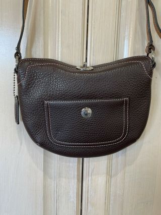 Coach Chelsea Pebbled Leather Shoulder Bag 8a43 Brown Rare