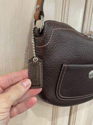 COACH Chelsea Pebbled Leather Shoulder Bag 8A43 Brown RARE 3