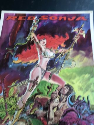 Red Sonja Frank Thorn Marvel Comics Barbarian Poster 1970s Vintage Rare